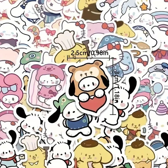 Kawaii Pastel Character Sticker Sheet - Pink & Black - Picture 6 of 7